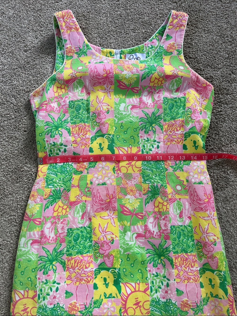 🍊🐨Lilly Pulitzer White Label Textured sz6 Patchwork Koala Sun Fruit Krista Shift - Picture 9 of 14